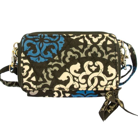 VERA BRADLEY Canterberry Cobalt Zip Around Wallet Clutch Wristlet Crossbody - Picture 1 of 7
